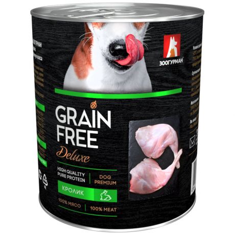 Корм влажный Зоогурман Grain Free для собак кролик 0,35кг