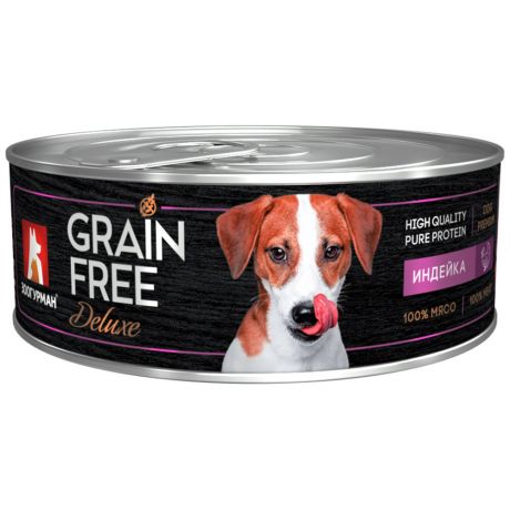 Корм влажный Зоогурман Grain Free для собак индейка 100г