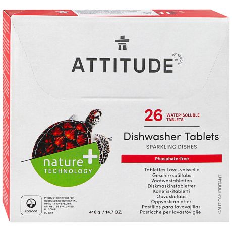 Таблетки для посудомоечной машины Attitude 26 штук