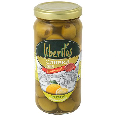 Оливки Liberitas зелёные с лимоном 240 г