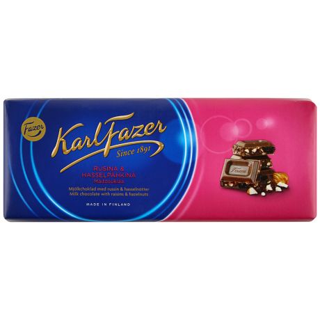 Шоколад молочный Karl Fazer с изюмом и фундуком 200г
