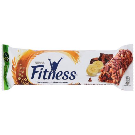 Батончик Nestle Fitness злаковый шоколад-банан c кусочками шоколада и банана 23.5 г