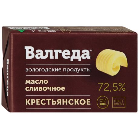 Масло Валгеда сливочное крестьянское 72.5% 180 г