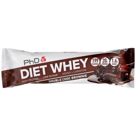 Батончик протеиновый PhD Diet Whey Bar диетический Двойной шоколад и брауни 65 г