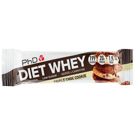 Батончик протеиновый PhD Diet Whey Bar диетический Тройное шоколадное печенье 65 г