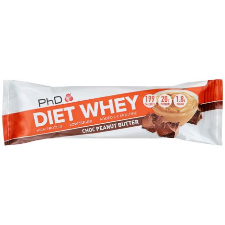 Батончик протеиновый PhD Diet Whey Bar диетический Шоколад и арахисовое масло 65 г
