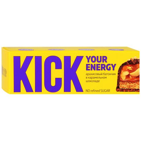 Батончик арахисовый Kick в карамельном шоколаде 45г