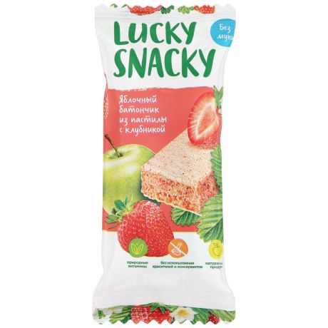 Батончик Lucky Snacky из пастилы яблочный с клубникой 30г