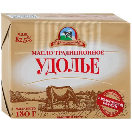 Масло Удолье сливочное традиционное 82.5% 180 г