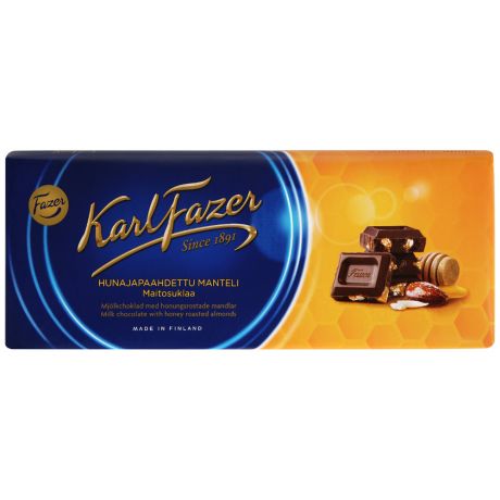 Шоколад молочный Karl Fazer с жареным миндалем и медом 200 г