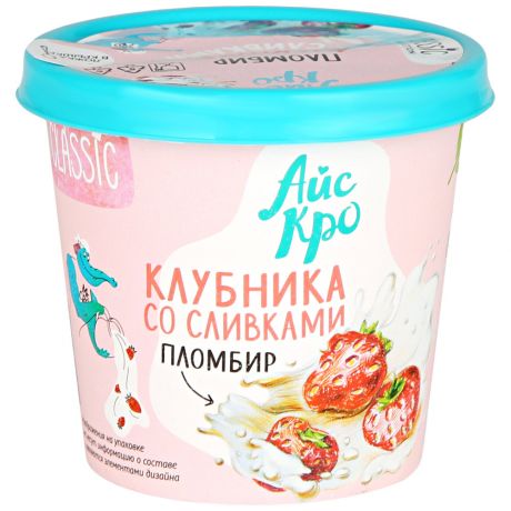 Мороженое АйсКро пломбир Клубника со сливками 75 г