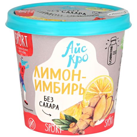 Десерт АйсКро Сорбет Лимон имбирь без сахара с L-карнитином замороженный 75 г