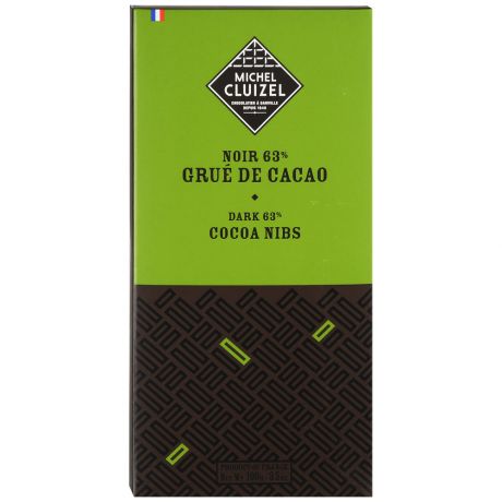 Плитка Michel Cluizel из темного шоколада 63% какао с какао зернами 100 г