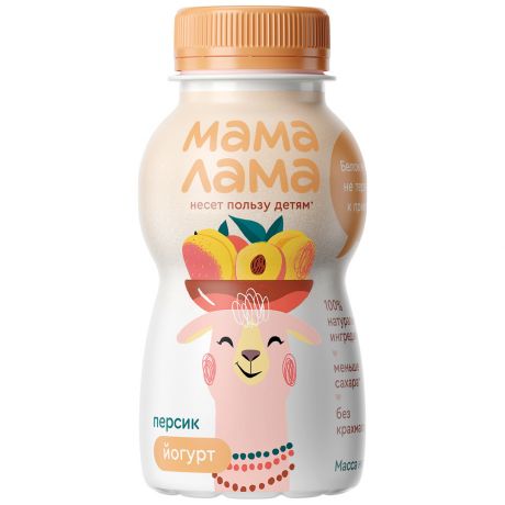 Йогурт питьевой Мама Лама с персиком 2.5% 200 г