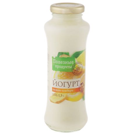 Йогурт Полезные продукты питьевой Лимон-имбирь 1,5% 250г