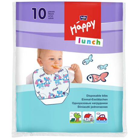 Нагрудники Bella Baby Happy Lunch одноразовые с карманом для детей 10 штук