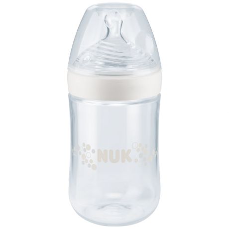 Бутылочка Nuk Nature Sense белая 260 мл с силиконовой соской отверстие М размер 2