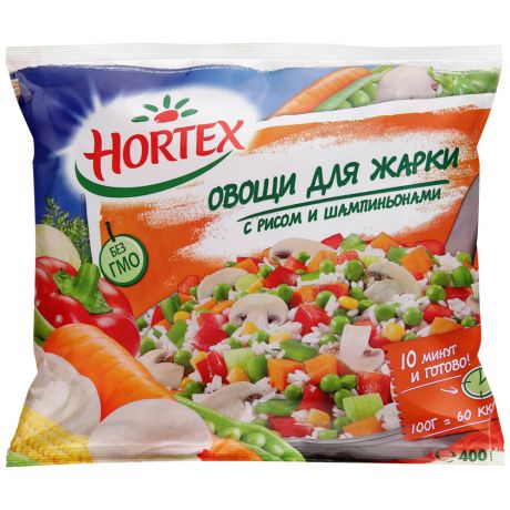 Смесь овощная Hortex Овощи для жарки с рисом и шампиньонами замороженная 400 г