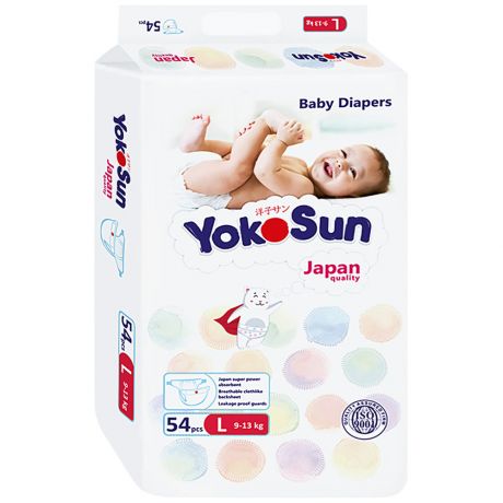 Подгузники YokoSun L (9-13 кг, 54 штуки)