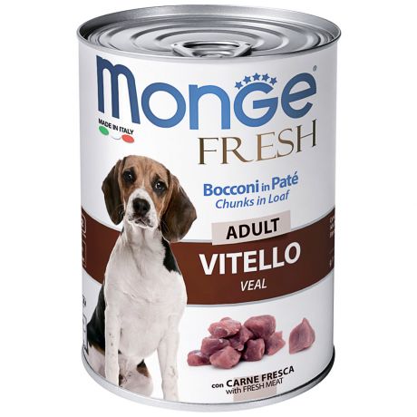 Корм влажный для собак Monge Dog Fresh Chunks in Loaf мясной рулет телятина 400 г
