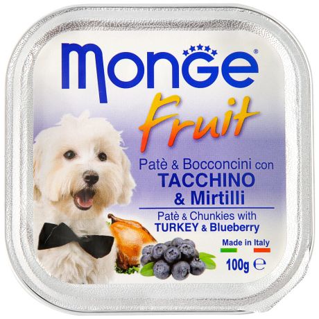 Корм влажный для собак Monge Dog Fruit индейка с черникой 100 г