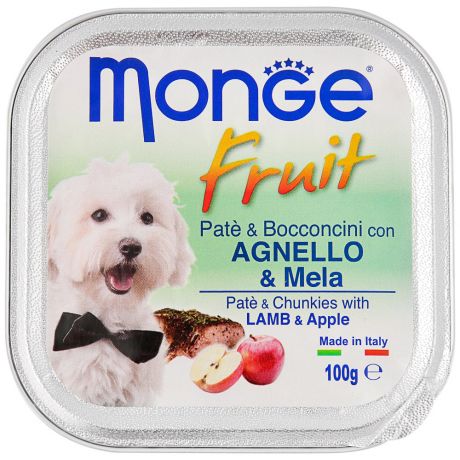 Корм влажный для собак Monge Dog Fruit ягненок с яблоком 100 г