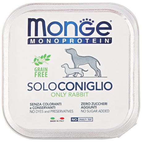 Корм влажный для собак Monge Dog Monoprotein Solo паштет из кролика 150 г