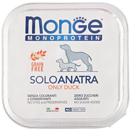 Корм влажный для собак Monge Dog Monoprotein Solo паштет из утки 150 г