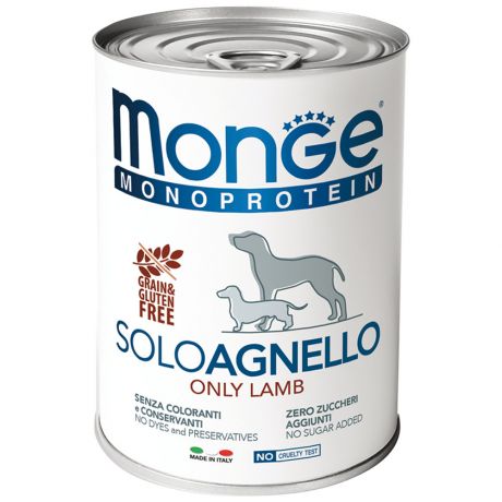 Корм влажный для собак Monge Dog Monoprotein Solo паштет из ягненка 400 г