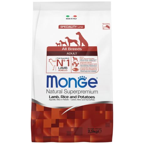 Корм сухой для собак всех пород Monge Dog Speciality ягненок с рисом и картофелем 2.5 кг