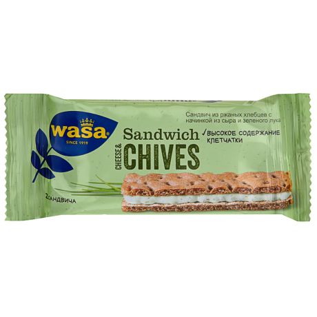 Сандвич Wasa Cheese & Chives из ржаных хлебцев с начинкой из сыра и зеленого лука 37 г