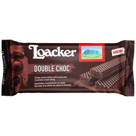 Вафли Loacker шоколадные с какао-начинкой двойной шоколад 90 г