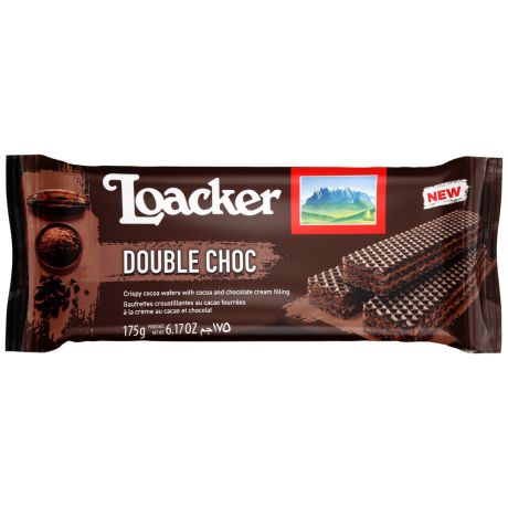Вафли Loacker шоколадные с какао-начинкой двойной шоколад 175 г