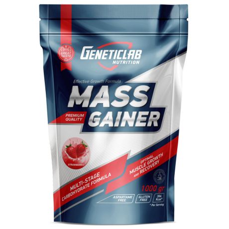 Гейнер Mass Gainer GeneticLab Nutrition со вкусом клубники 1 кг