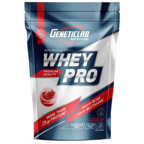 Протеин Whey Pro GeneticLab Nutrition со вкусом клубники 1 кг