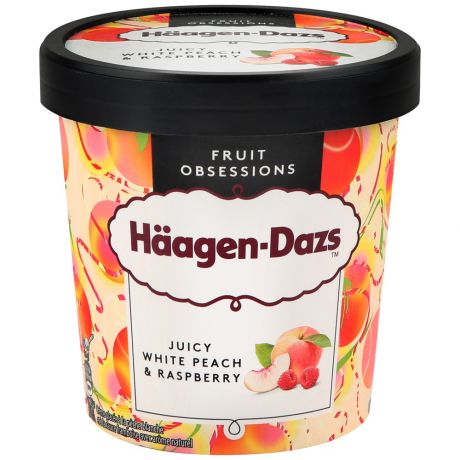 Мороженое пломбир Haagen Dazs белый персик и малина 400 г