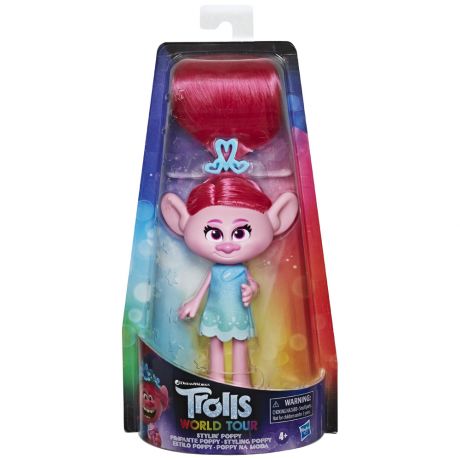 Кукла Hasbro Тролли Розочка с розовыми волосами в голубом платье