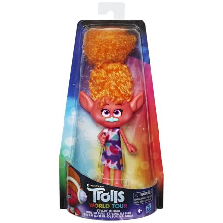Кукла Hasbro Тролли Диджей Звуки с оранжевыми волосами в фиолетовом платье