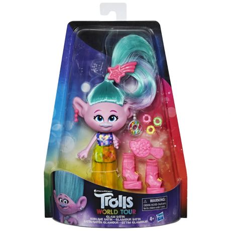 Кукла Hasbro Тролли Делюкс Сатинка с бирюзовыми волосами розовыми босоножками
