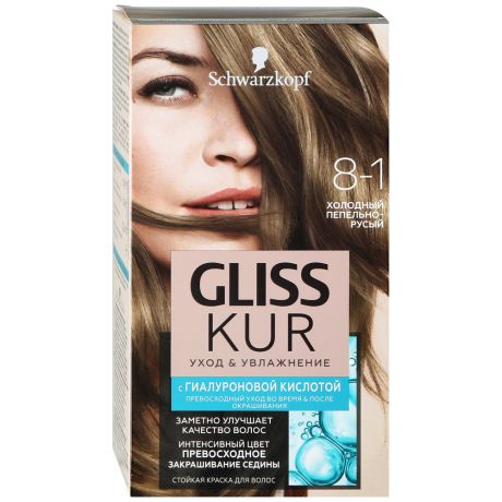 Краска Gliss Kur для волос стойкая Уход&Увлажнение оттенок 8-1 Холодный пепельно-русый