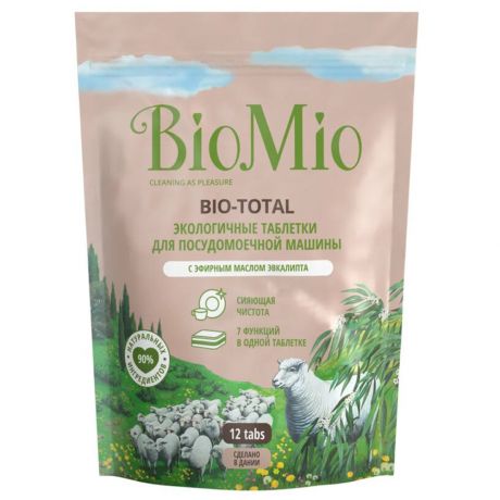 Таблетки BioMio Bio-Total для посудомоечной машины с маслом эвкалипта 12 штук