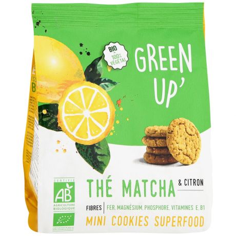 Мини-печенье сдобное Green Up органическое с матчей и лимоном 120г