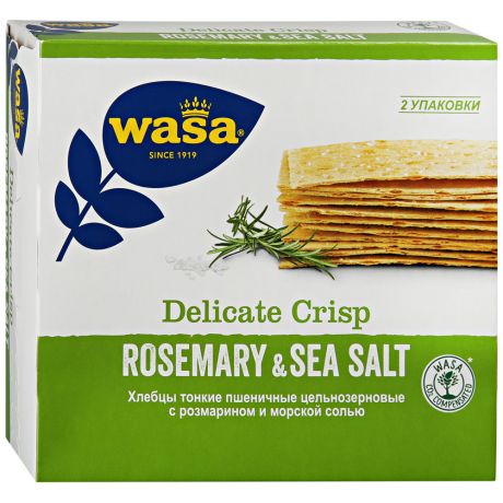 Хлебцы Wasa Delicate Crisp Rosemary & Sea Salt тонкие пшеничные цельнозерновые с розмарином и морской солью 190 г