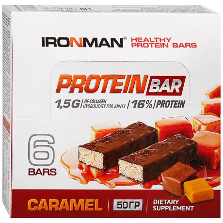Батончики Protein Bar Ironman со вкусом карамели 6 штук по 50 г