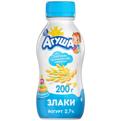 Йогурт Агуша с злаками пробиотиками и пребиотиками с 8 месяцев 2.8% 200 г