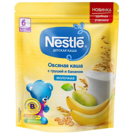 Каша овсяная Nestle молочная быстрорастворимая с грушей и бананом с 6 месяцев 220 г
