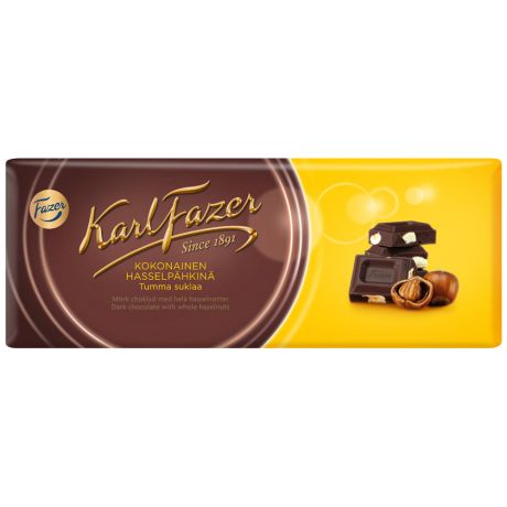 Шоколад темный Karl Fazer с цельным фундуком 200г