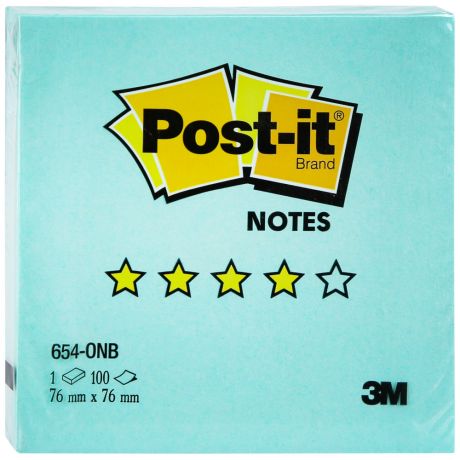 Стикеры Post-it Весна 76x76 мм неоновые бирюзовые (1 блок-100 листов)