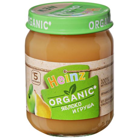 Пюре Heinz Organic с яблоком и грушей без сахара с 5 месяцев 120 г