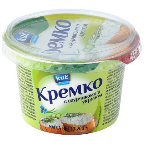 Сыр творожный Kuc Mlekara Кремко с огурчиками и укропом 45% 200 г